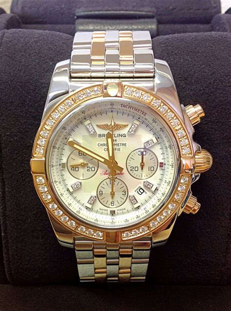 breitling chronomat 44 white dial|breitling chronomat 44 diamond bezel.